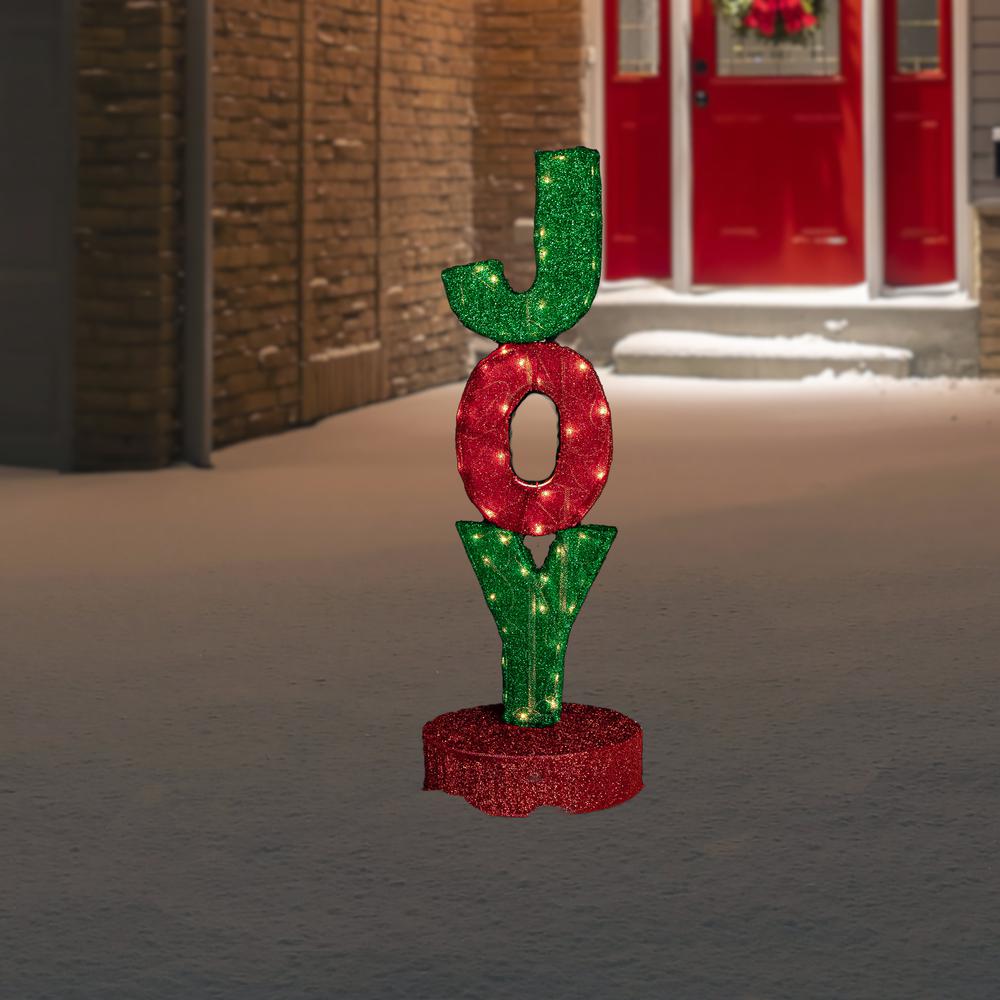 39" Lighted Red and Green 'Joy' Outdoor Christmas Sign. Picture 2