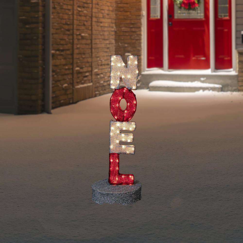 39" Lighted Red and Silver Noel Outdoor Christmas Sign Decoration. Picture 2