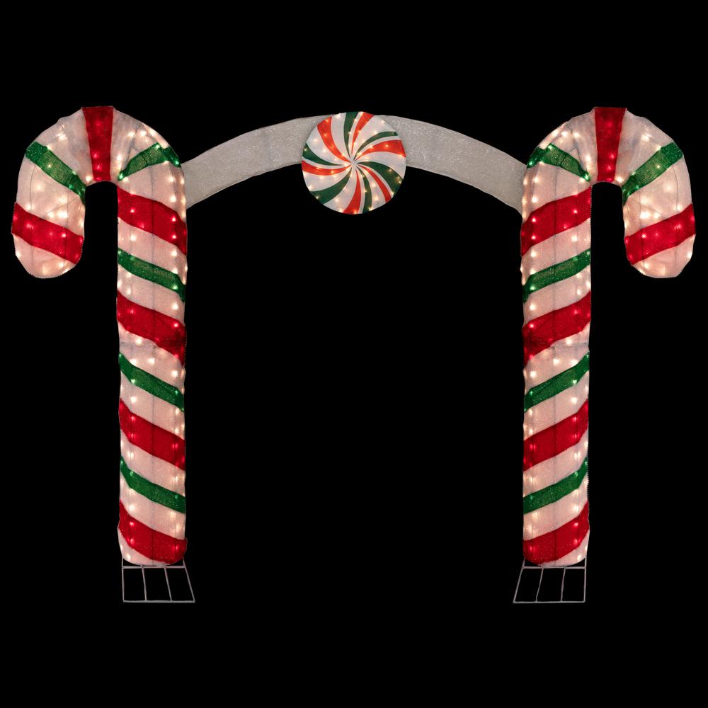 7' Lighted Double Candy Cane Archway Outdoor Christmas Decoration. Picture 2