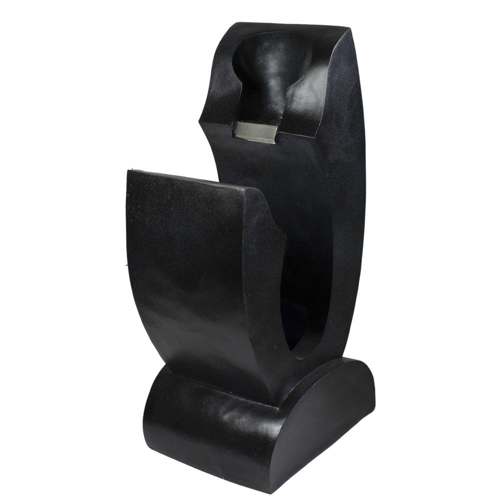 31.5" Black Lighted Modern Outdoor Garden Water Fountain. Picture 3
