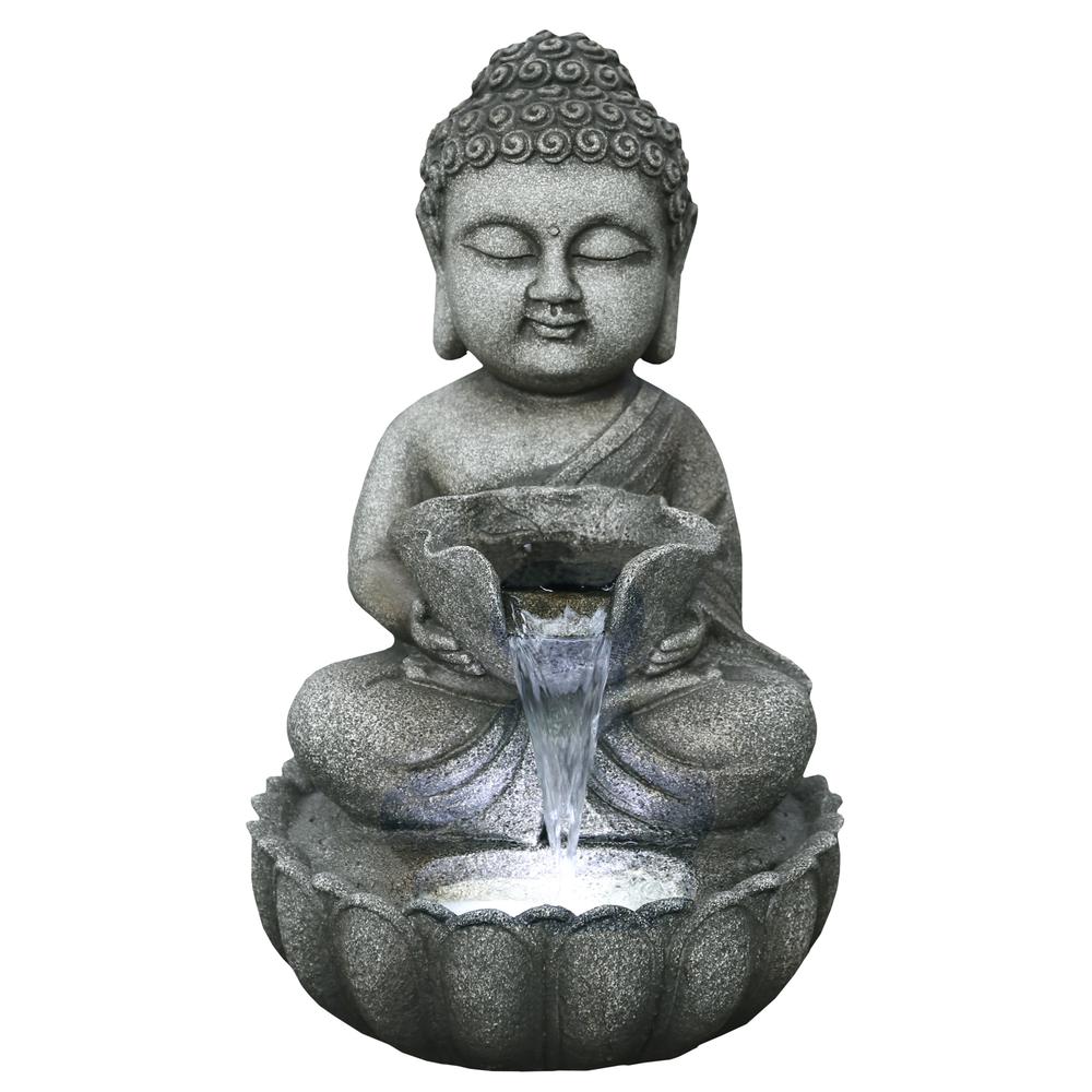 21.5" Buddha in Sukhasana Pose Outdoor Garden Water Fountain. Picture 1