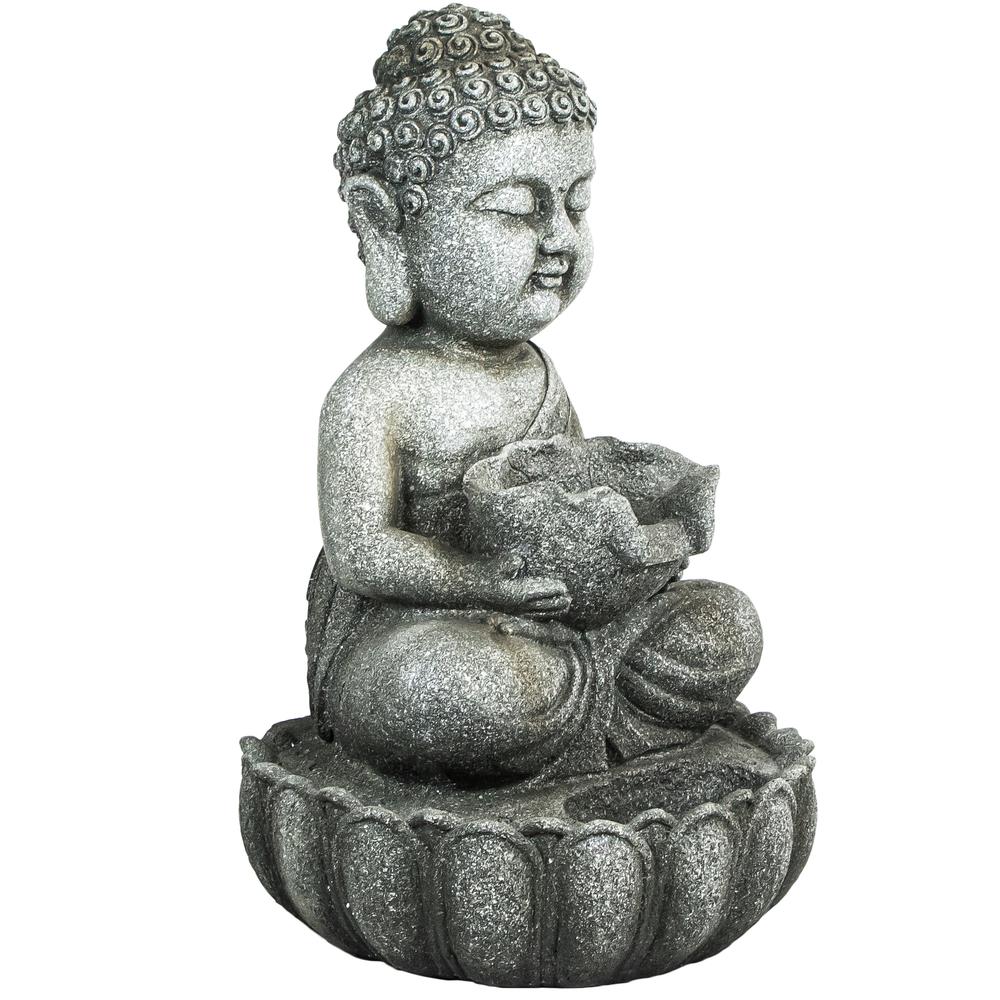 21.5" Buddha in Sukhasana Pose Outdoor Garden Water Fountain. Picture 4