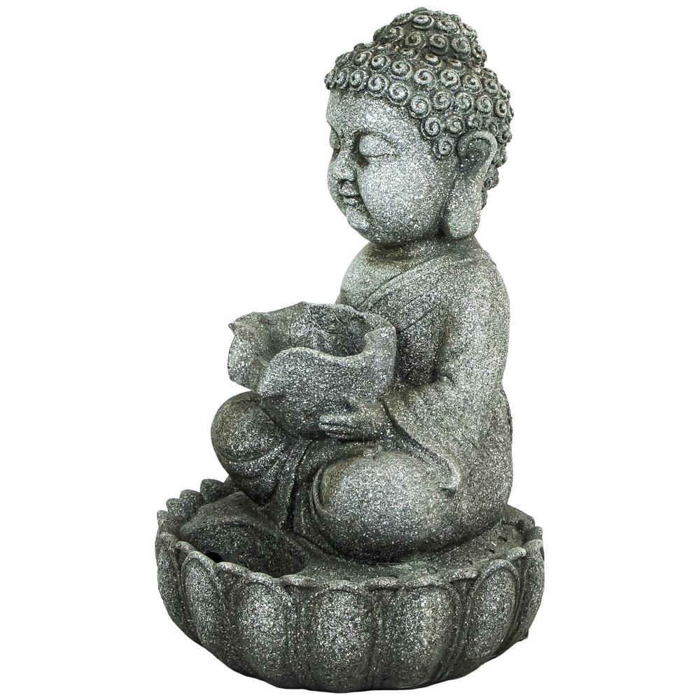 21.5" Buddha in Sukhasana Pose Outdoor Garden Water Fountain. Picture 5