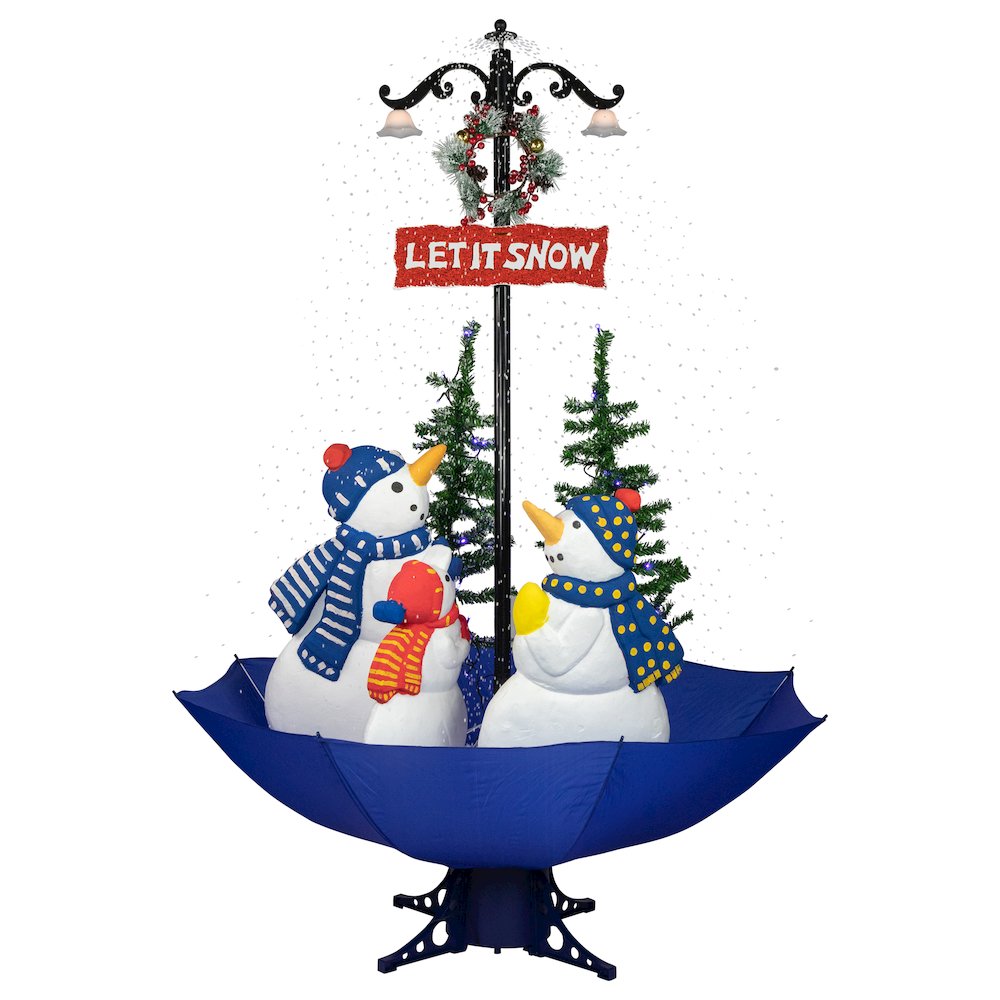 Musical Snowing Let it Snow Snowmen in Umbrella Base Christmas Decoration - 5.5'. Picture 1