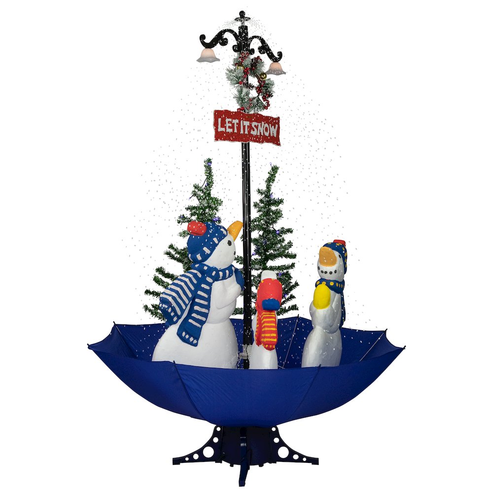 Musical Snowing Let it Snow Snowmen in Umbrella Base Christmas Decoration - 5.5'. Picture 5
