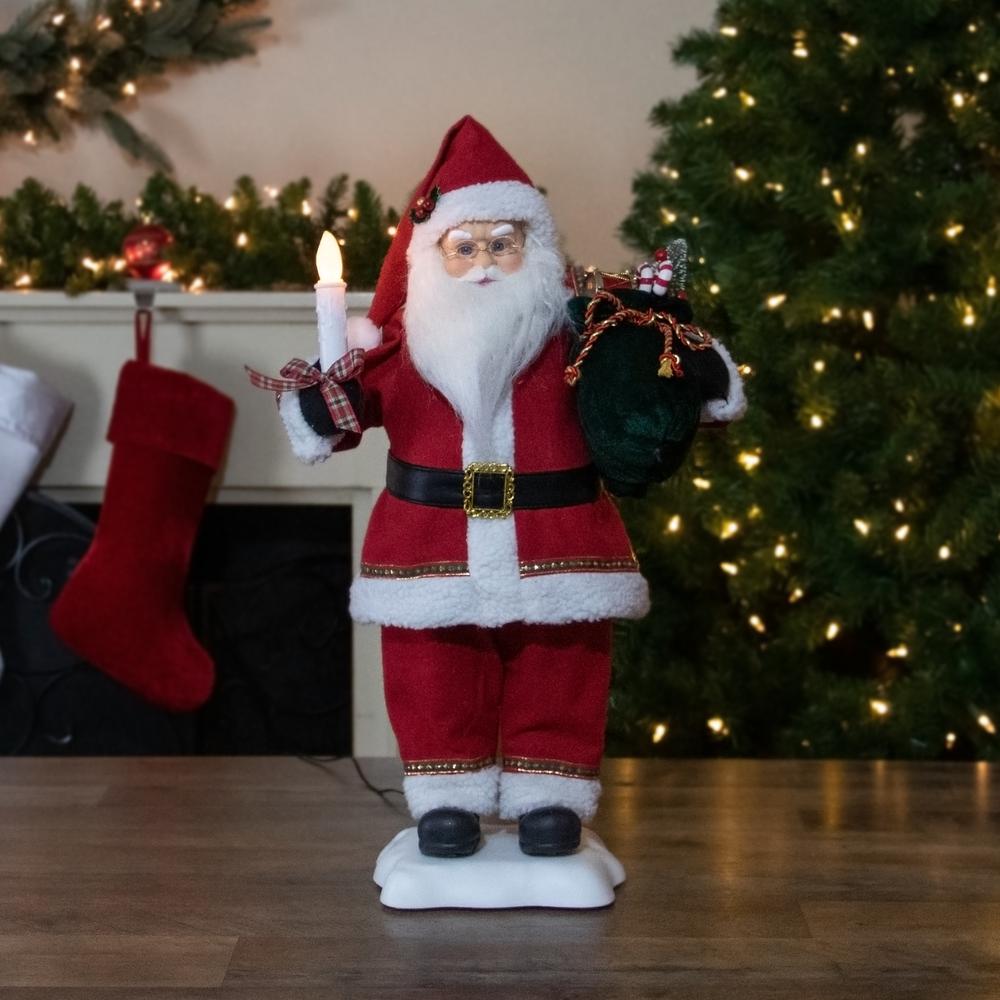 24-Inch Animated Santa Claus with Lighted Candle Musical Christmas Figure. Picture 2