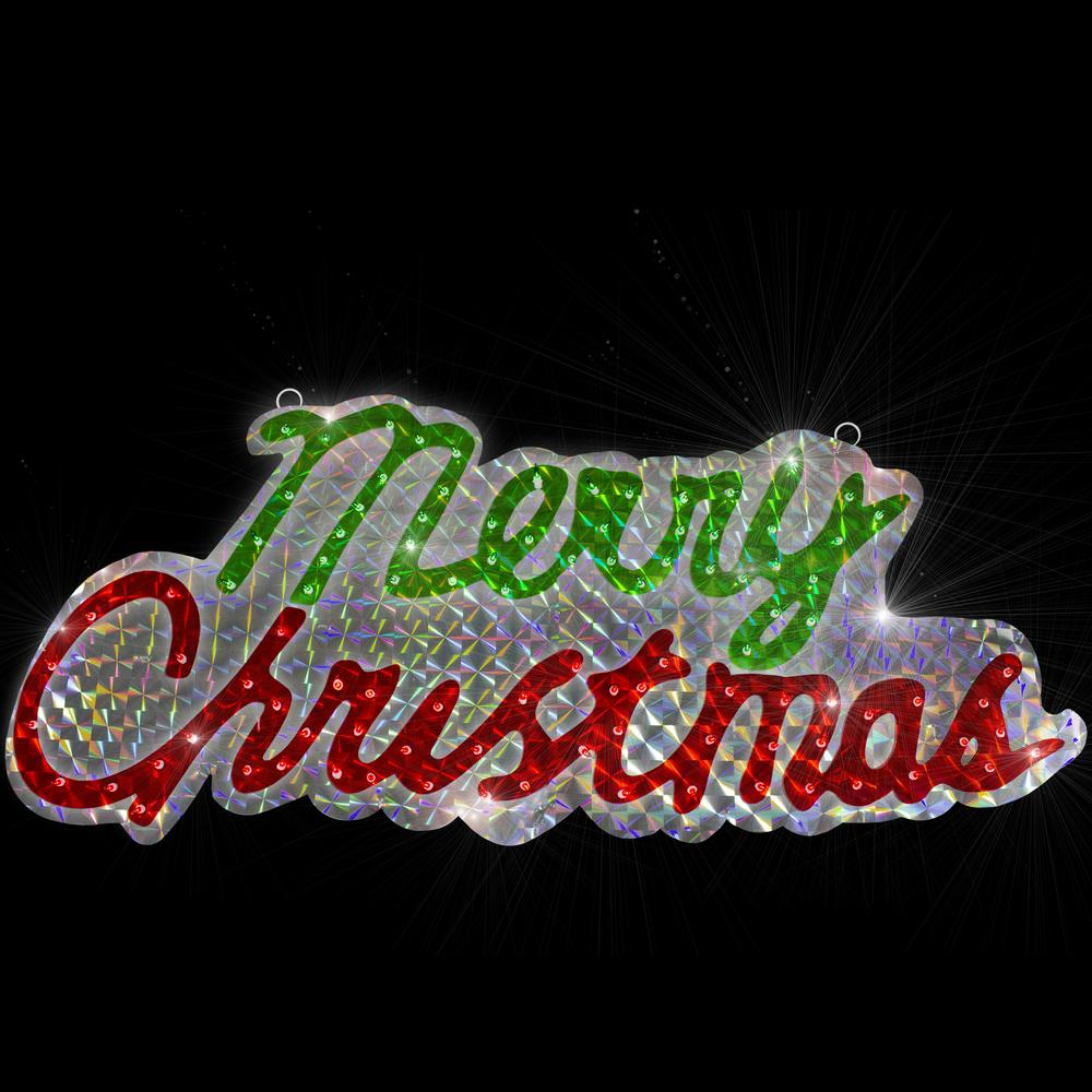 45.5-Inch Lighted Holographic Merry Christmas Sign Outdoor Decoration. Picture 2