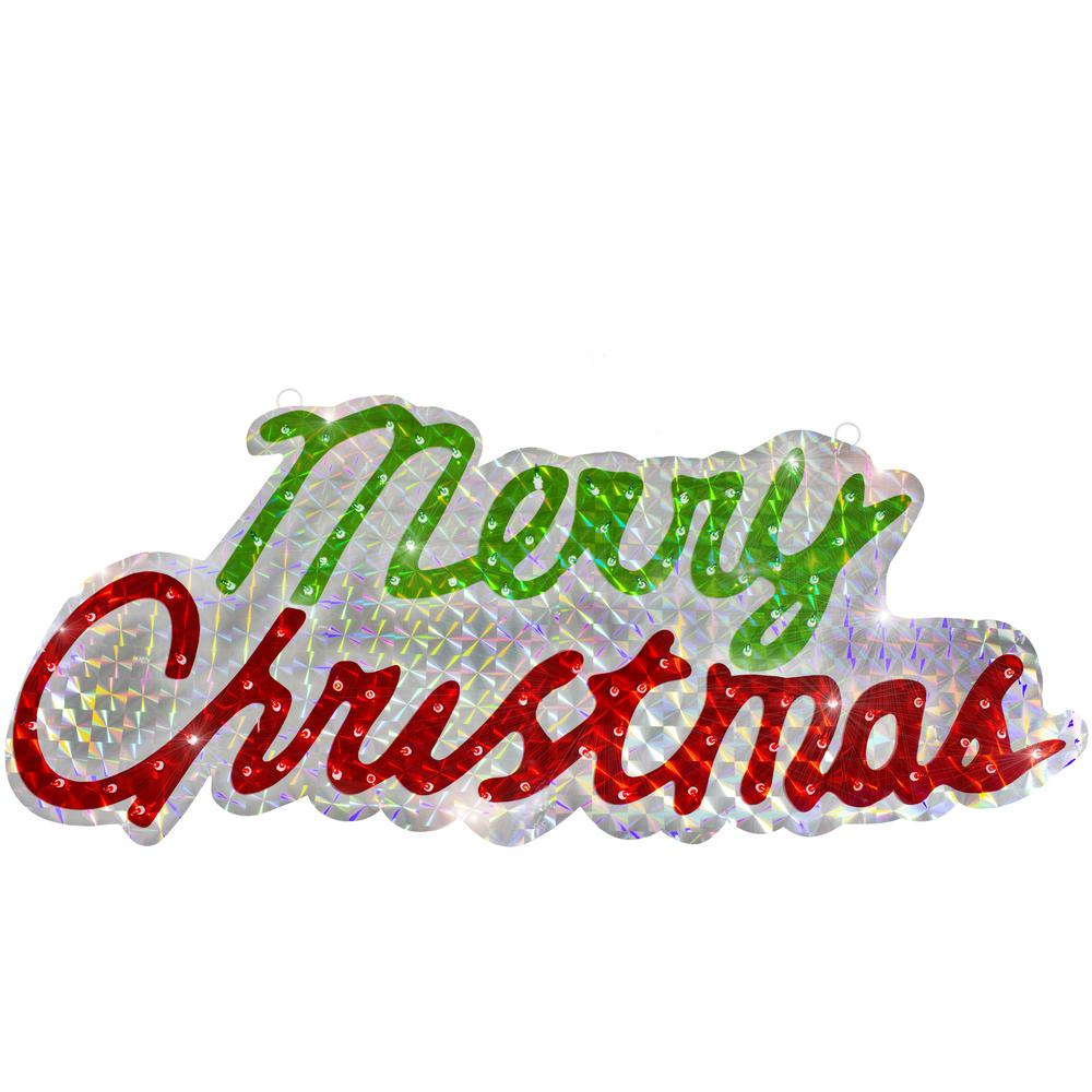 45.5-Inch Lighted Holographic Merry Christmas Sign Outdoor Decoration. Picture 1