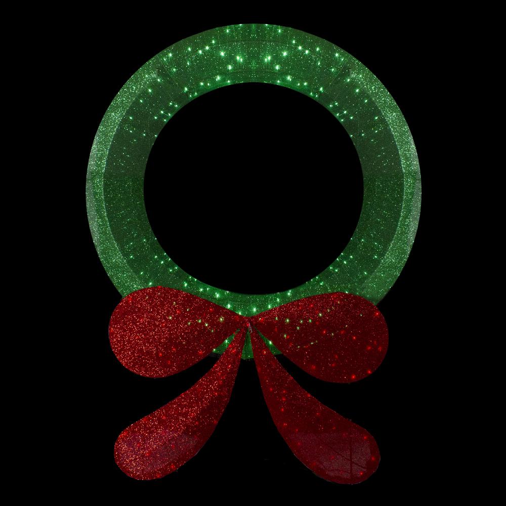 48" Commercial-Sized Lighted Tinsel Christmas Wreath Outdoor Decoration. Picture 2