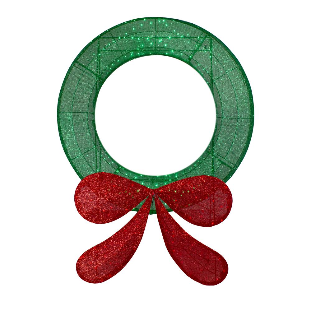 48" Commercial-Sized Lighted Tinsel Christmas Wreath Outdoor Decoration. Picture 1