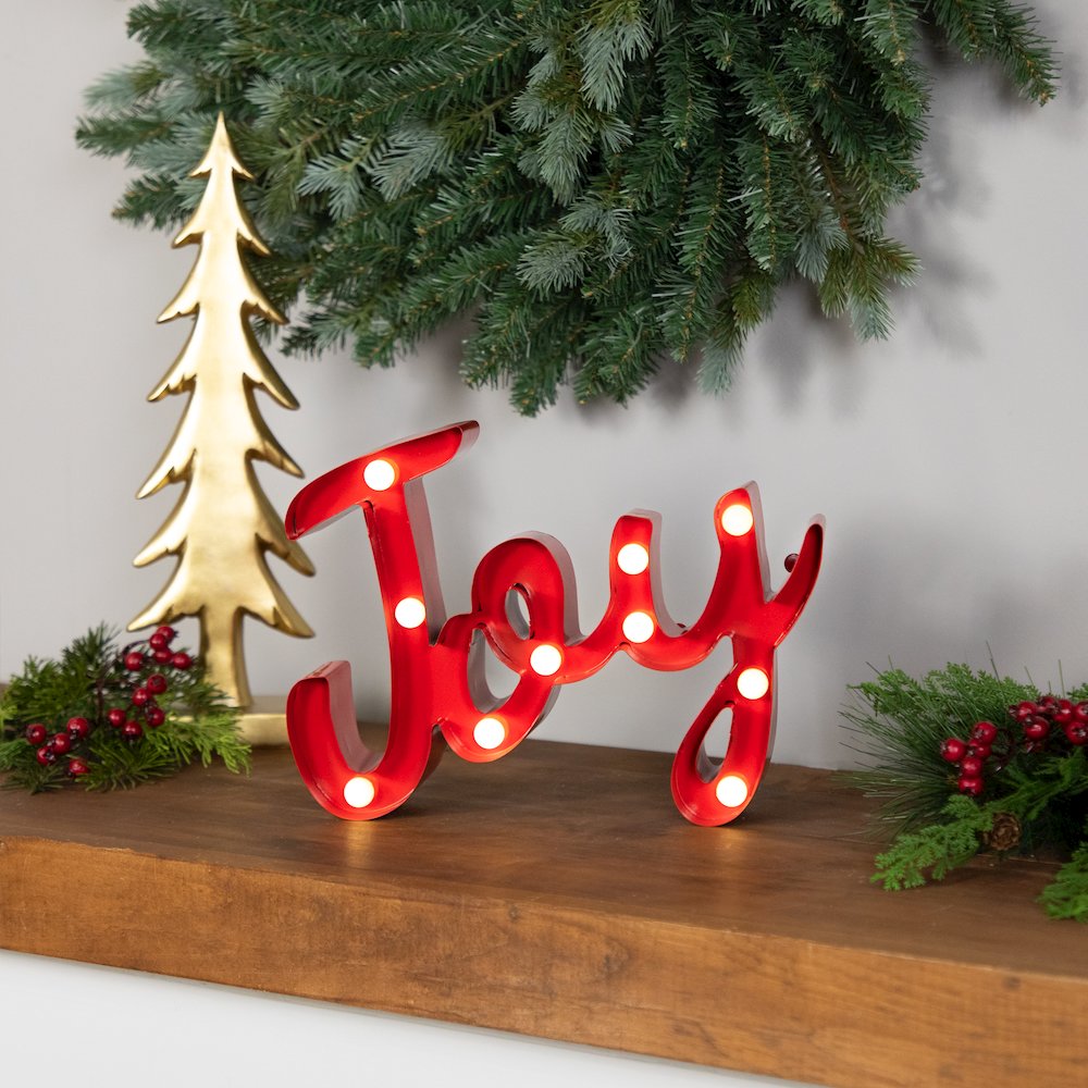 Lighted "Joy" Christmas Decoration - 11.25". Picture 1