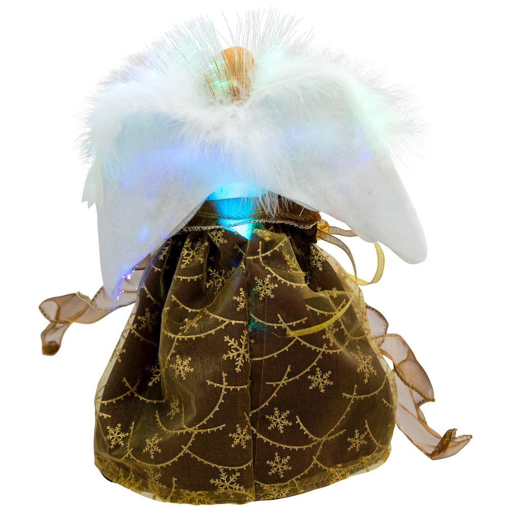 Color Changing Fiber Optic Christmas Angel Tree Topper - 12" - Brown. Picture 6