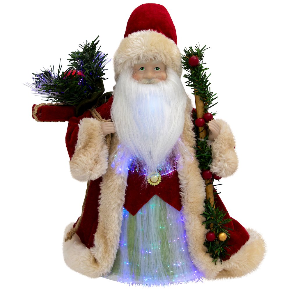 Lighted Color-Changing Fiber Optic Santa Claus Christmas Tree Topper - 12". Picture 2