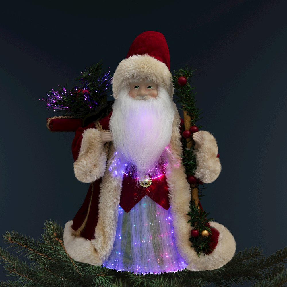 Lighted Color-Changing Fiber Optic Santa Claus Christmas Tree Topper - 12". Picture 1