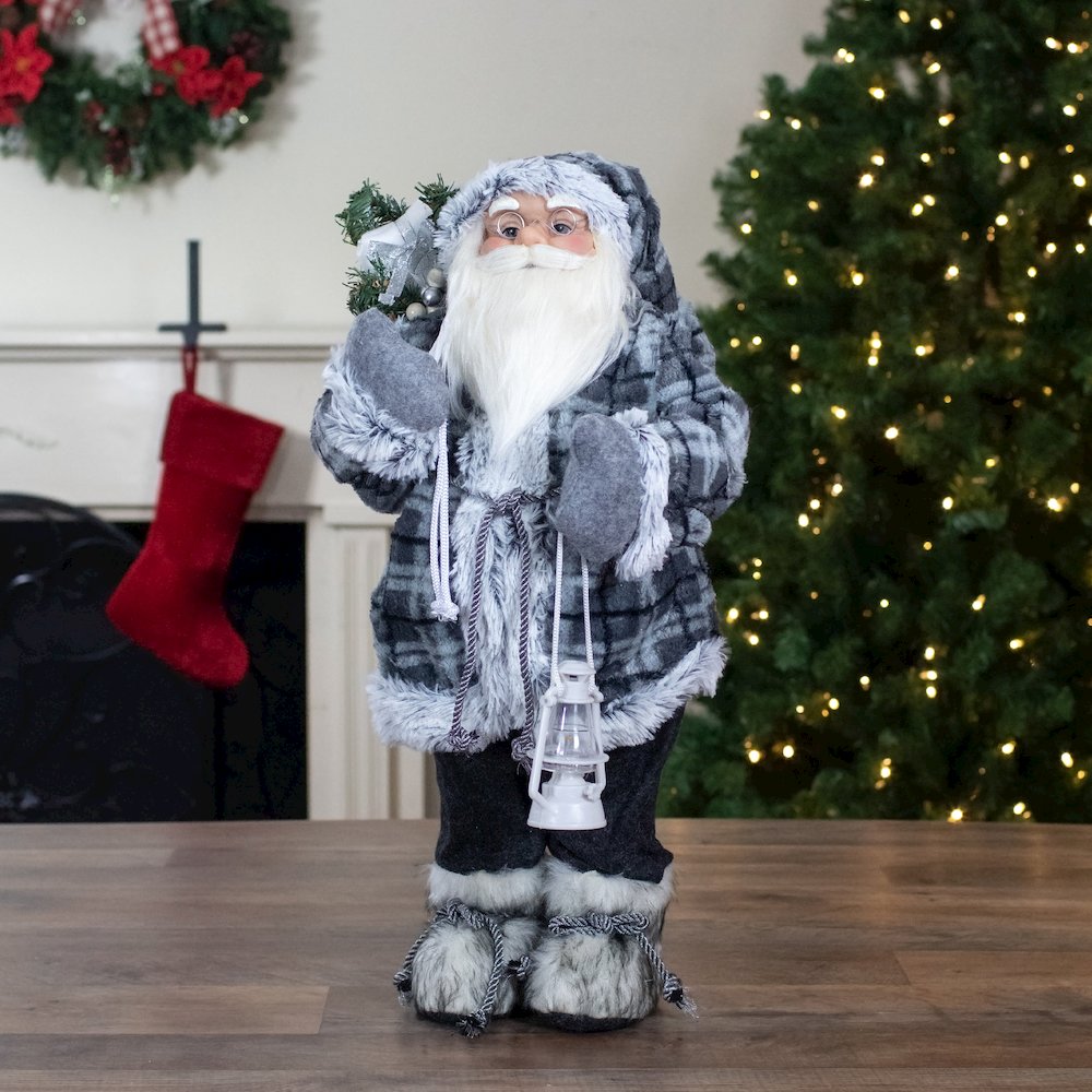 2' Standing Santa Christmas Figure Carrying a Lantern. Picture 2