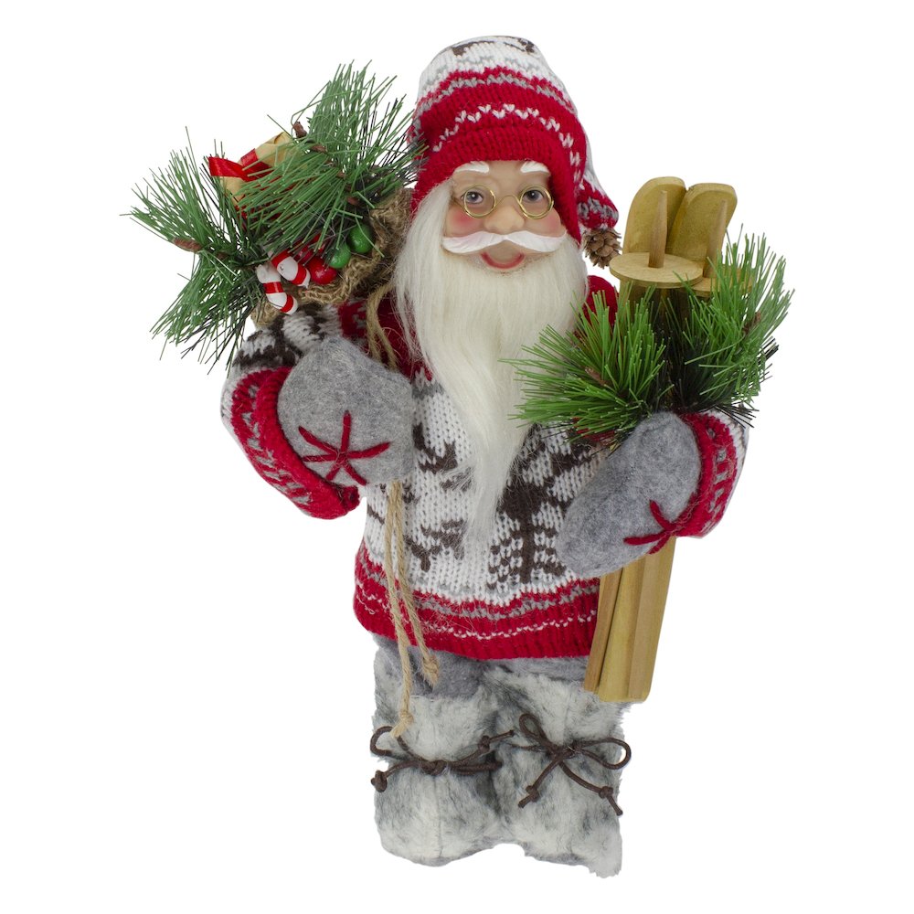 Standing Nordic Santa with Skis Christmas Figure - 12". Picture 1