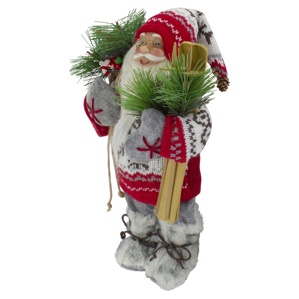 Standing Nordic Santa with Skis Christmas Figure - 12". Picture 4