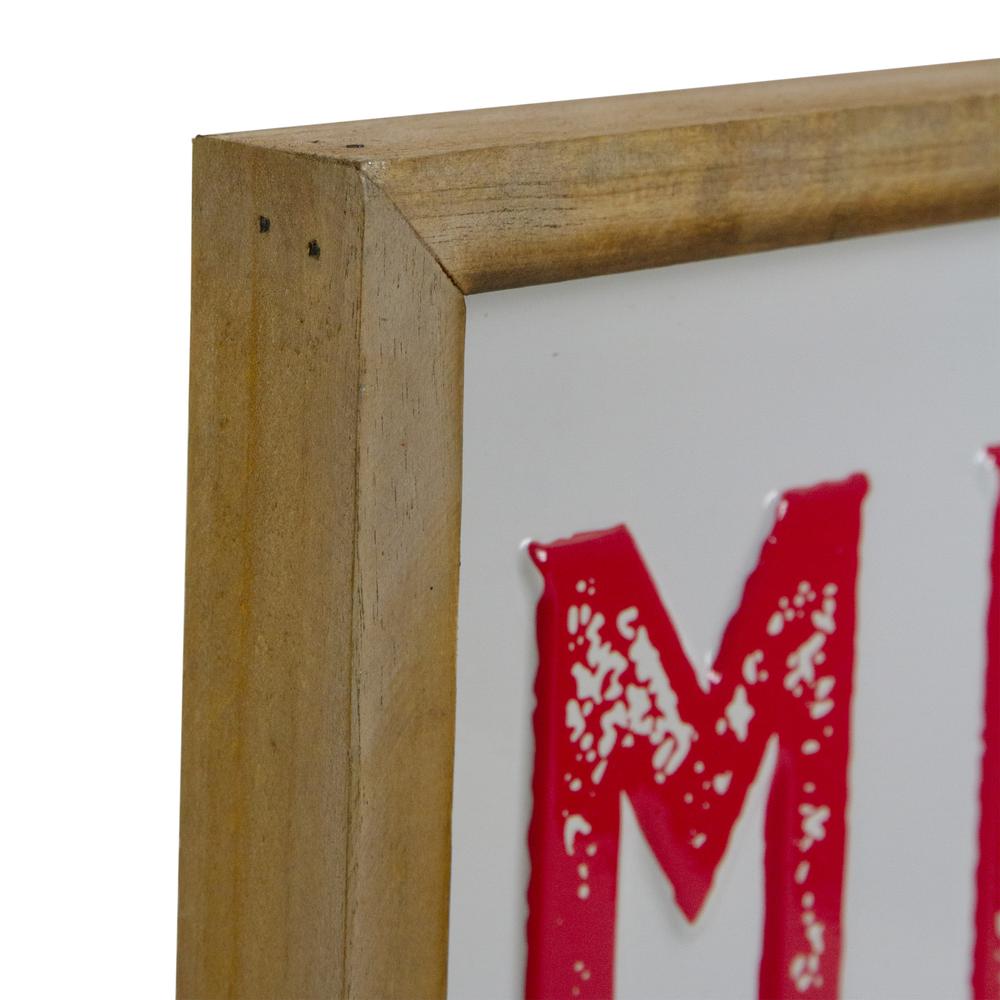 16" Wooden Framed "Merry And Bright" Metal Christmas Sign. Picture 4