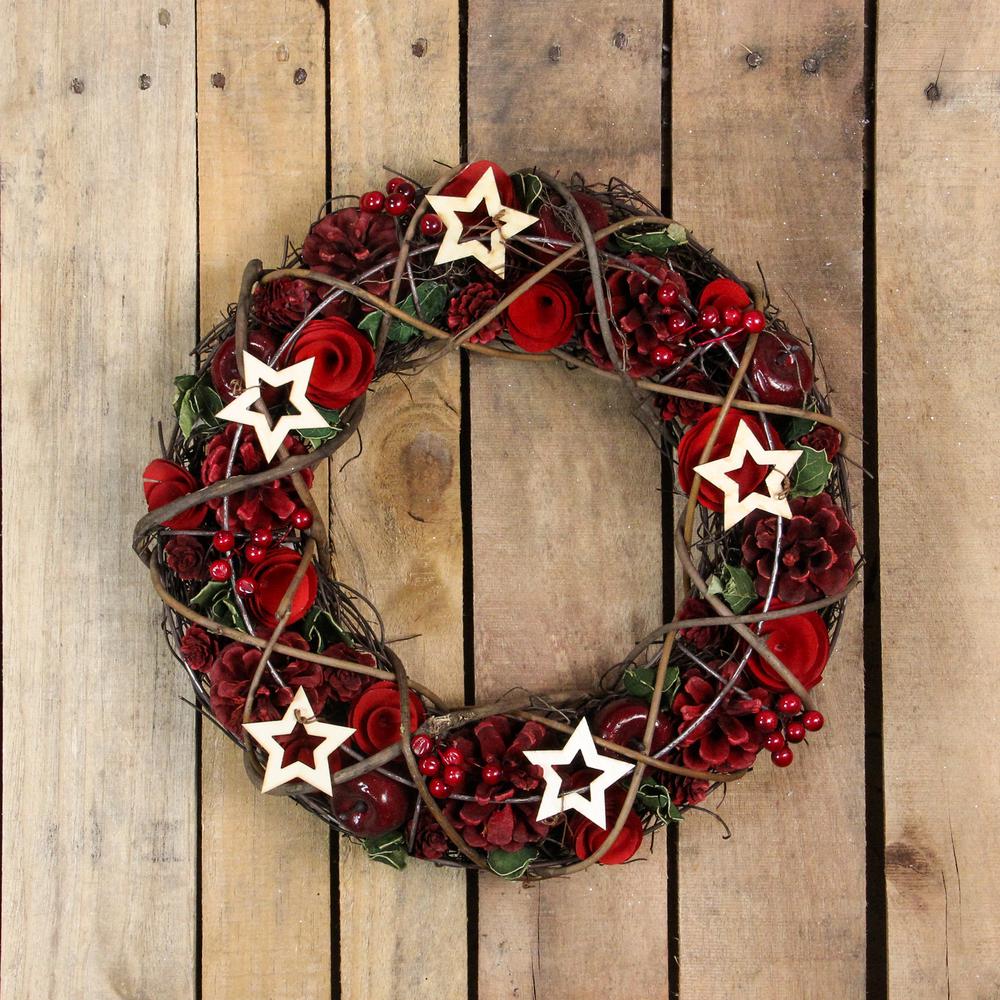 Apples and Berries with Stars Artificial Christmas Wreath 13-Inch  Unlit. Picture 2