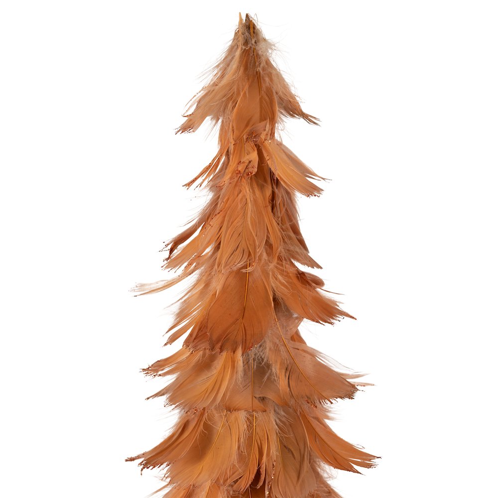 Small Feather Cone Tree Glittered Christmas Decoration - 16" - Rust Orange. Picture 3