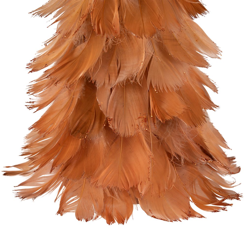 Small Feather Cone Tree Glittered Christmas Decoration - 16" - Rust Orange. Picture 4