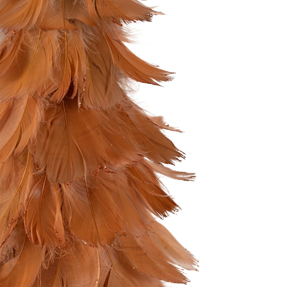 Small Feather Cone Tree Glittered Christmas Decoration - 16" - Rust Orange. Picture 5