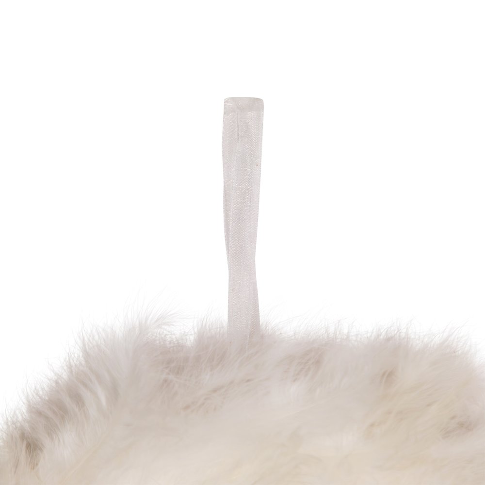 Wispy Feather Christmas Wreath - 14.5" - Unlit - Winter White. Picture 4