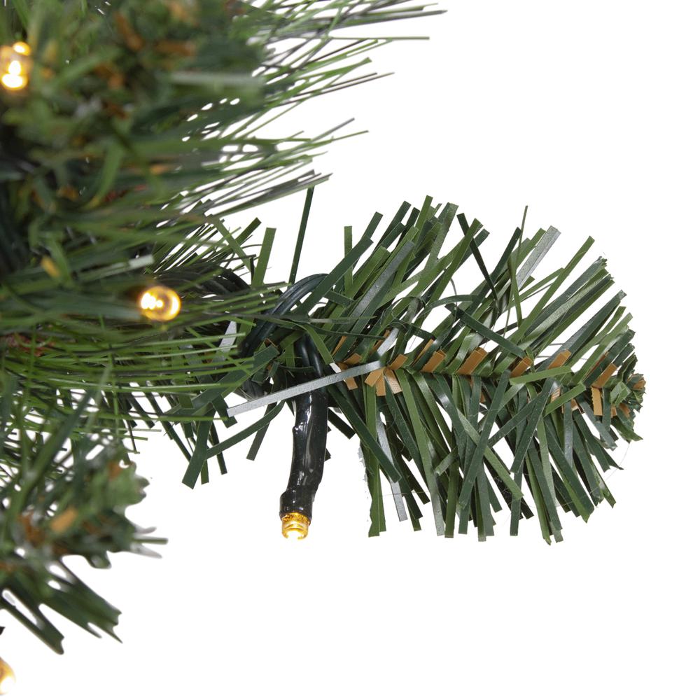 6' x 12" Plaid Bows and Red Berries Christmas Garland - Warm White Lights. Picture 3