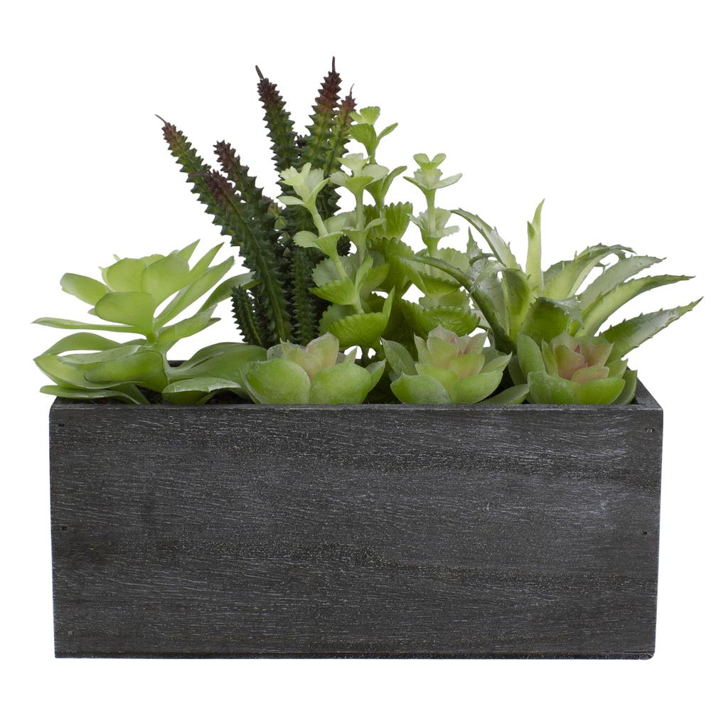 10" Artificial Mixed Succulent Plants in a Rectangular Planter. Picture 1