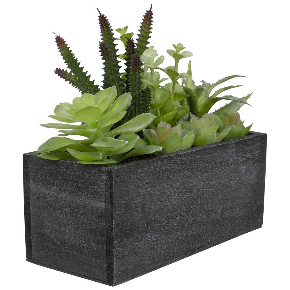 10" Artificial Mixed Succulent Plants in a Rectangular Planter. Picture 3