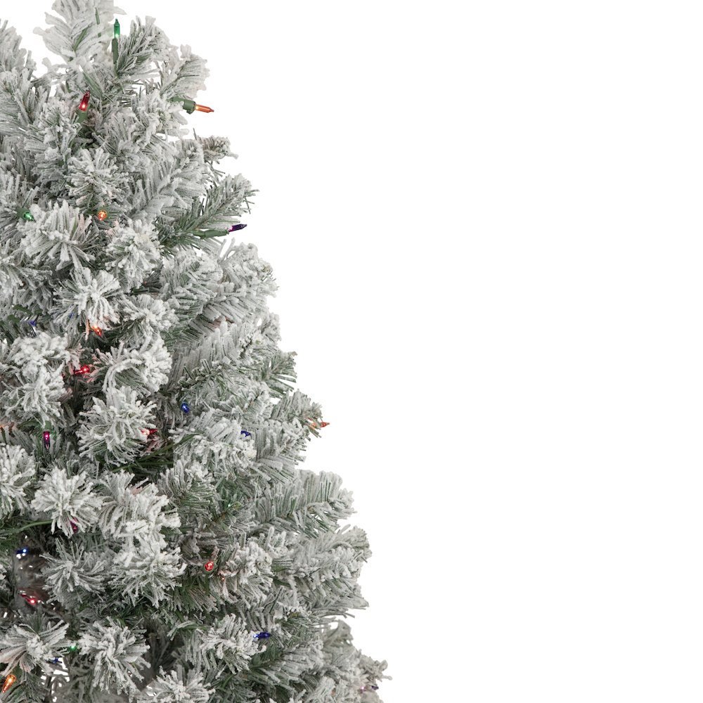 4.5' Pre-Lit Flocked Madison Pine Artificial Christmas Tree  Multi Lights. Picture 4