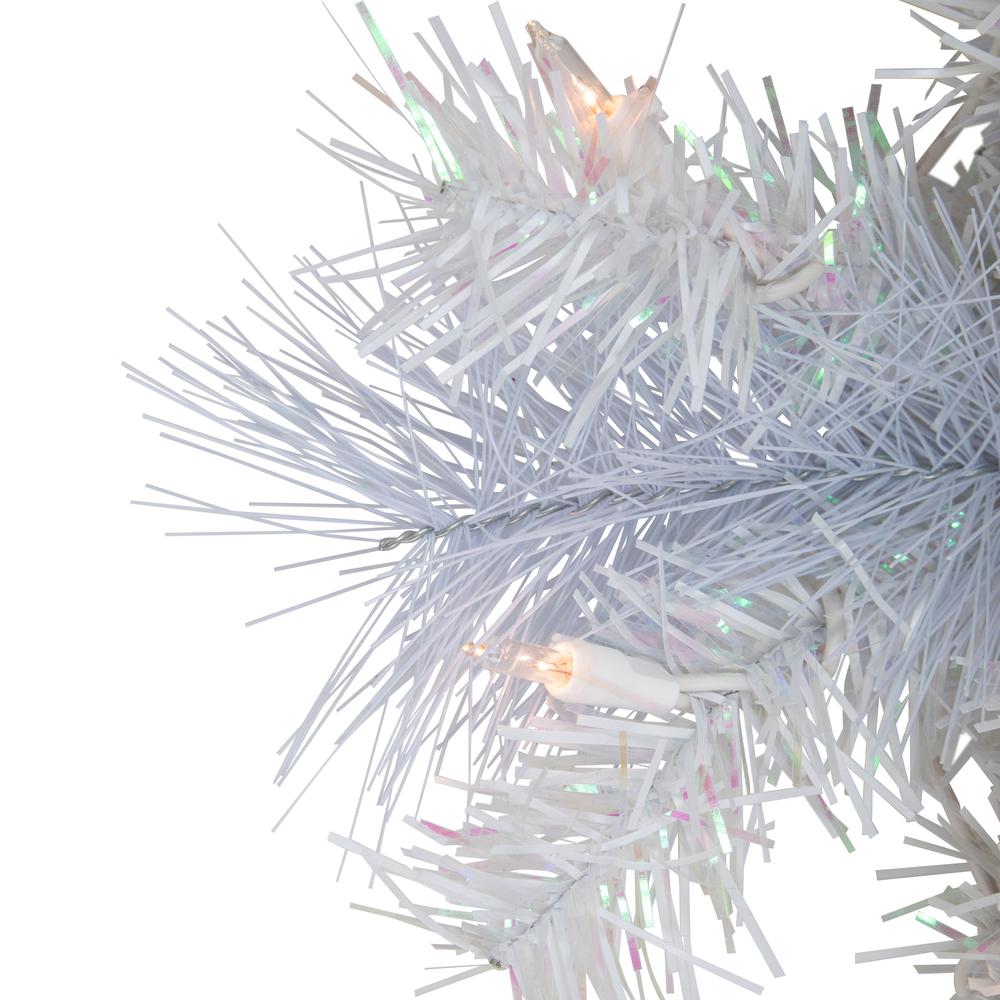 Pre-Lit Vermont White Pine Artificial Christmas Wreath  24-Inch  Clear Lights. Picture 3
