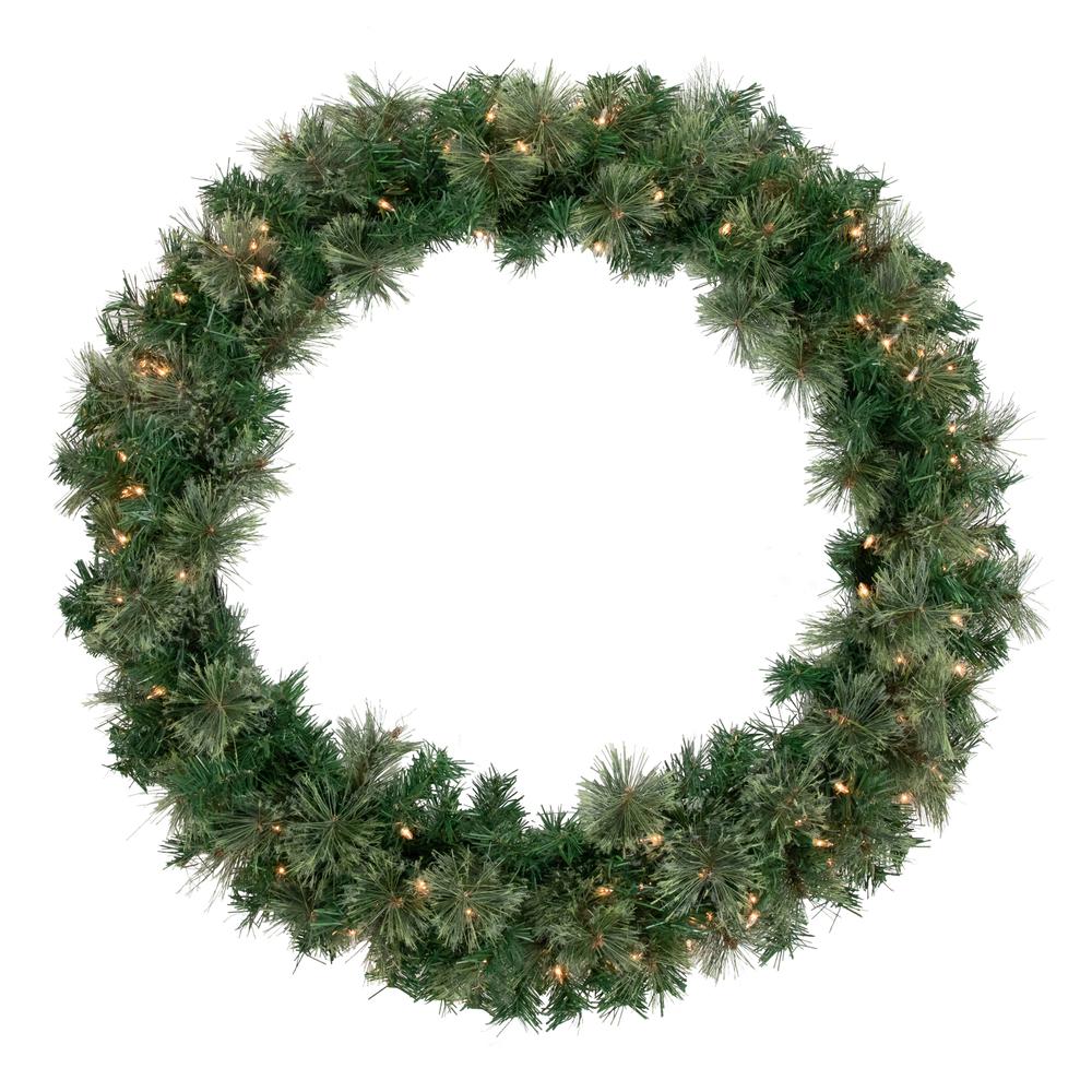 Pre-Lit Oregon Cashmere Pine Artificial Christmas Wreath  36-Inch  Clear Lights. Picture 1