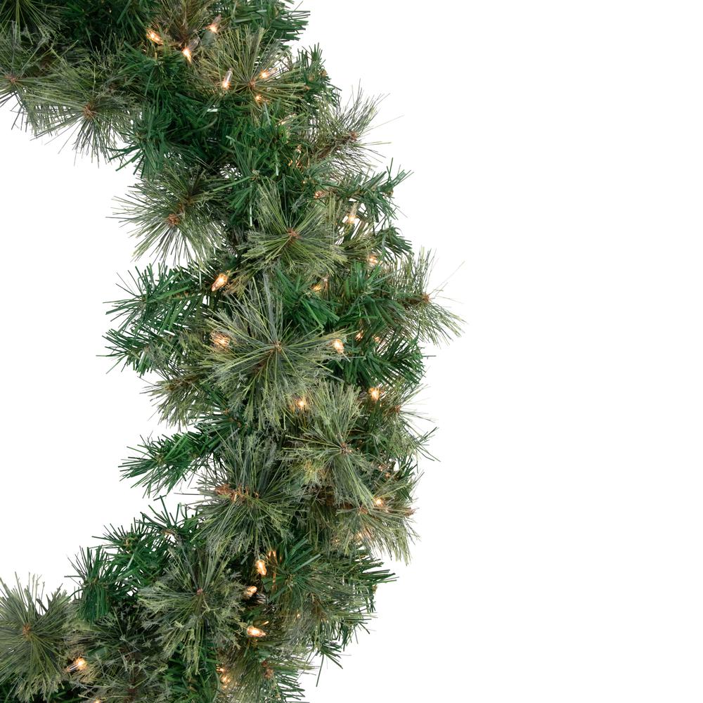Pre-Lit Oregon Cashmere Pine Artificial Christmas Wreath  36-Inch  Clear Lights. Picture 4
