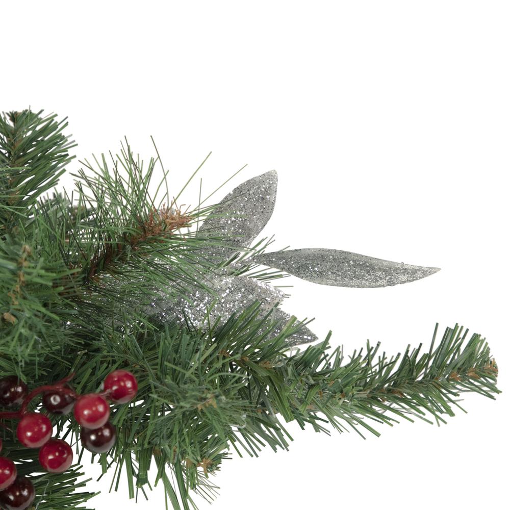 32" Frosted Pine Cone and Berries Artificial Christmas Candle Holder Centerpiece. Picture 4