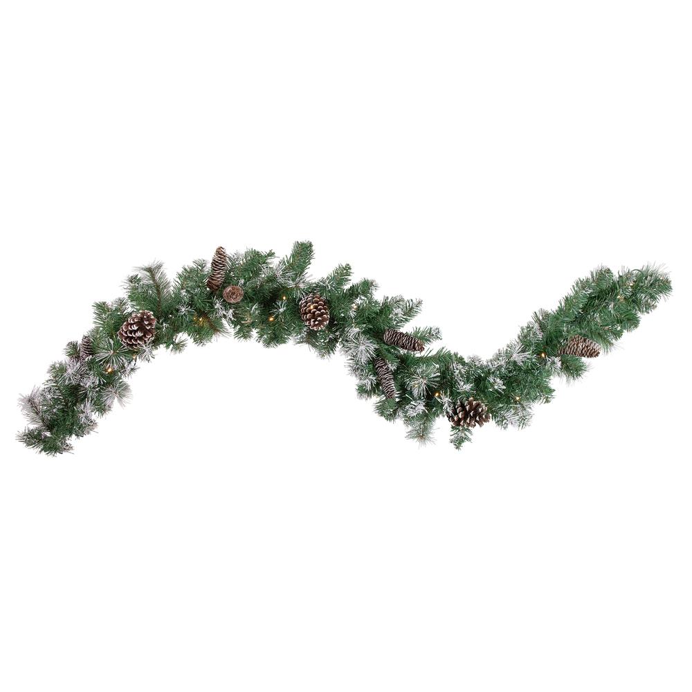 6' x 9" Decorated Frosted Pine and Pine Cone Artificial Christmas Garland. Picture 1