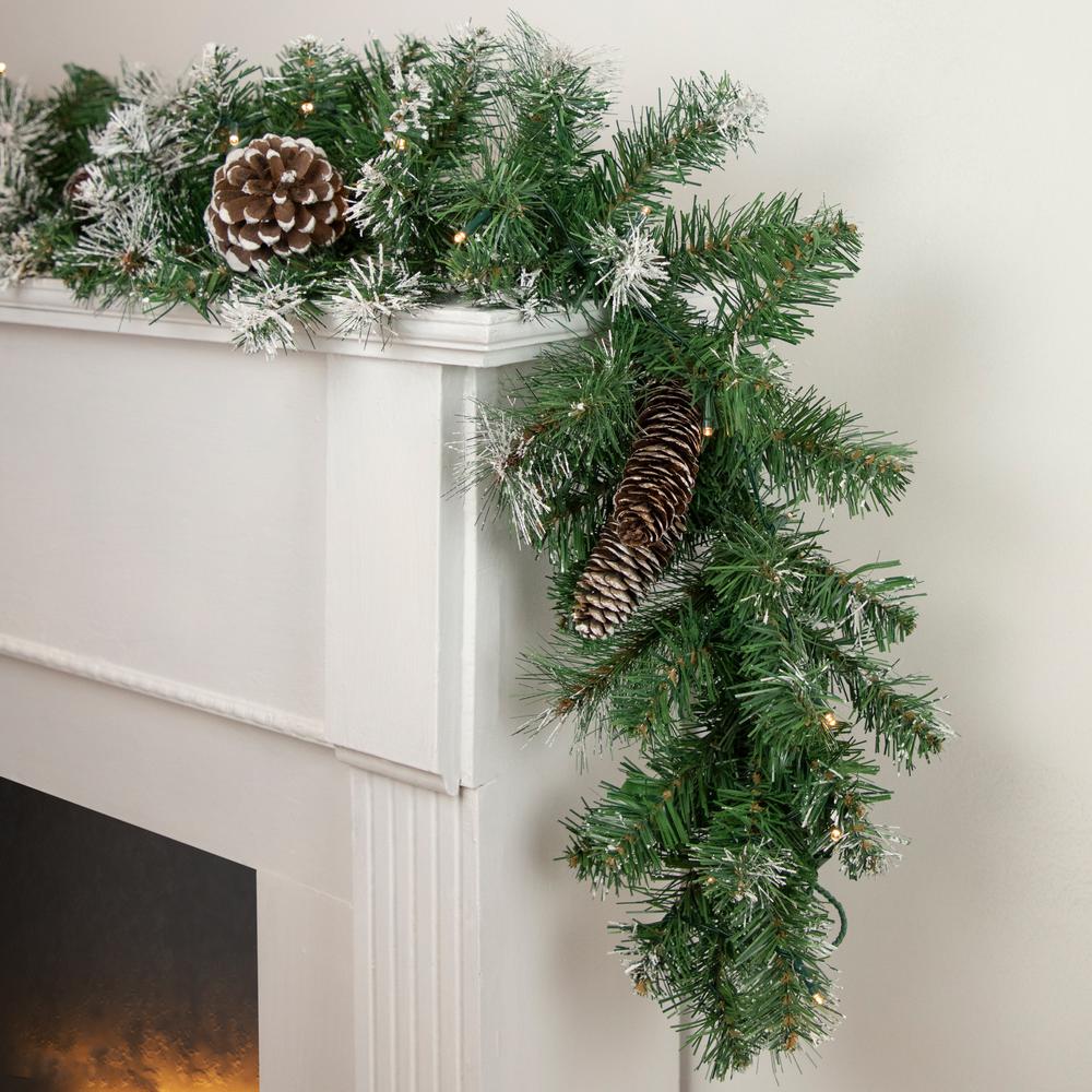 6' x 9" Decorated Frosted Pine and Pine Cone Artificial Christmas Garland. Picture 2