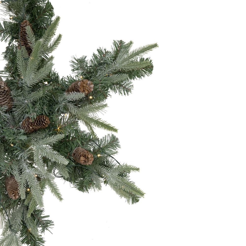 32" Pre-Lit Artificial Mixed Pine and Pine Cone Christmas Snowflake Wreath. Picture 4