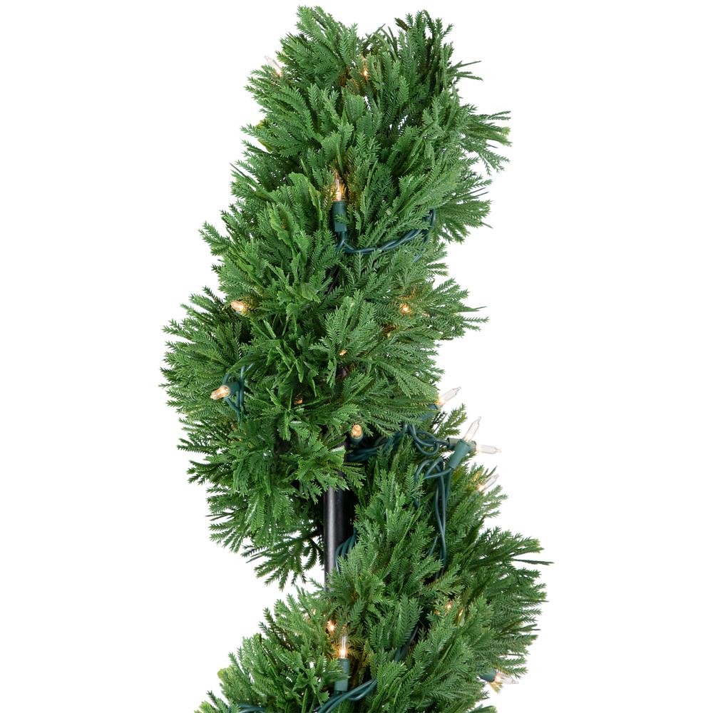 4.5' Pre-Lit Artificial Cedar Spiral Topiary Tree. Picture 3