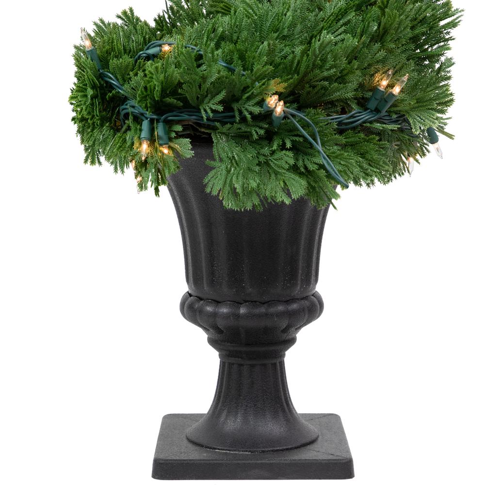 4.5' Pre-Lit Artificial Cedar Spiral Topiary Tree. Picture 4