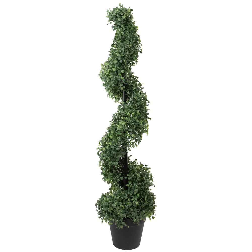 3' Artificial Two-Tone Boxwood Spiral Topiary Tree with Round Pot  Unlit. Picture 1