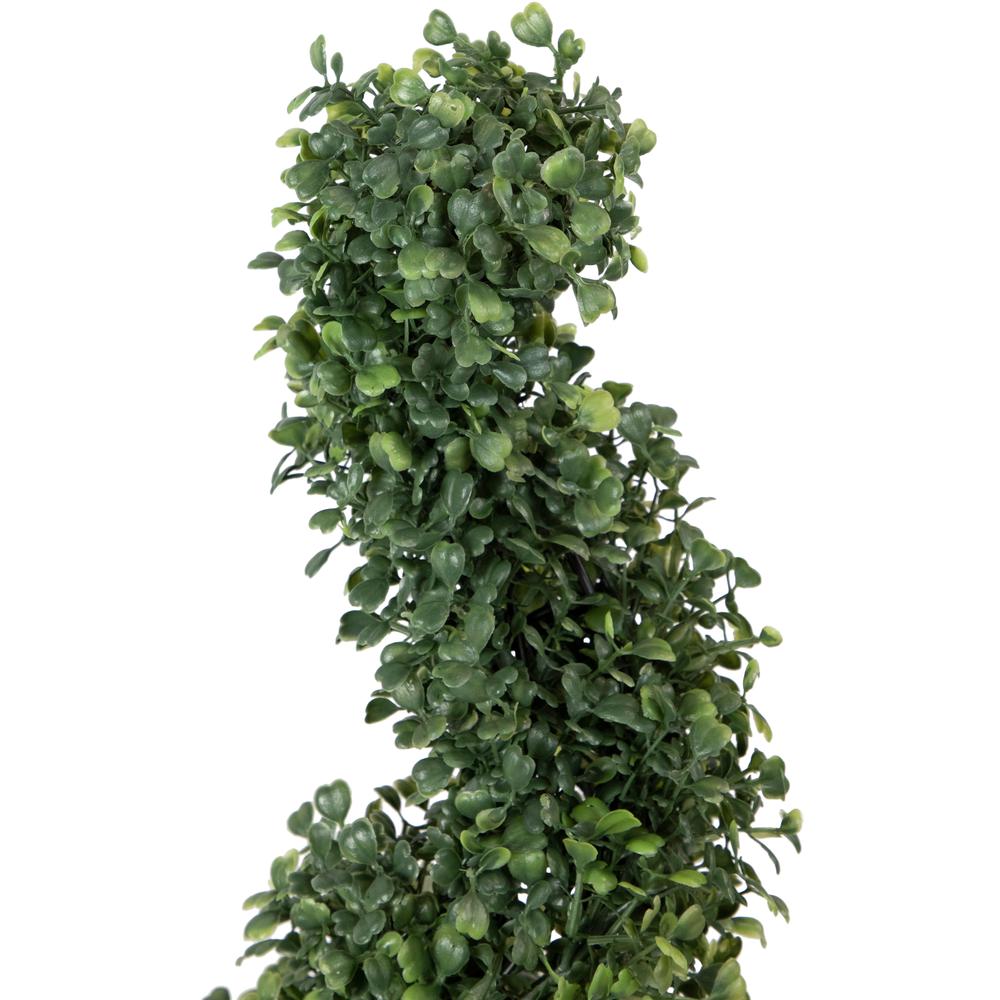3' Artificial Two-Tone Boxwood Spiral Topiary Tree with Round Pot  Unlit. Picture 3