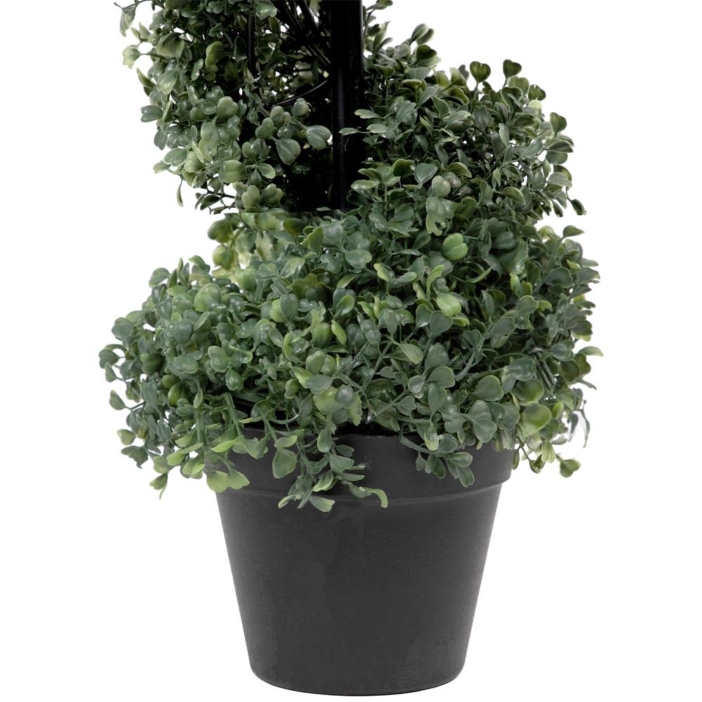 3' Artificial Two-Tone Boxwood Spiral Topiary Tree with Round Pot  Unlit. Picture 4