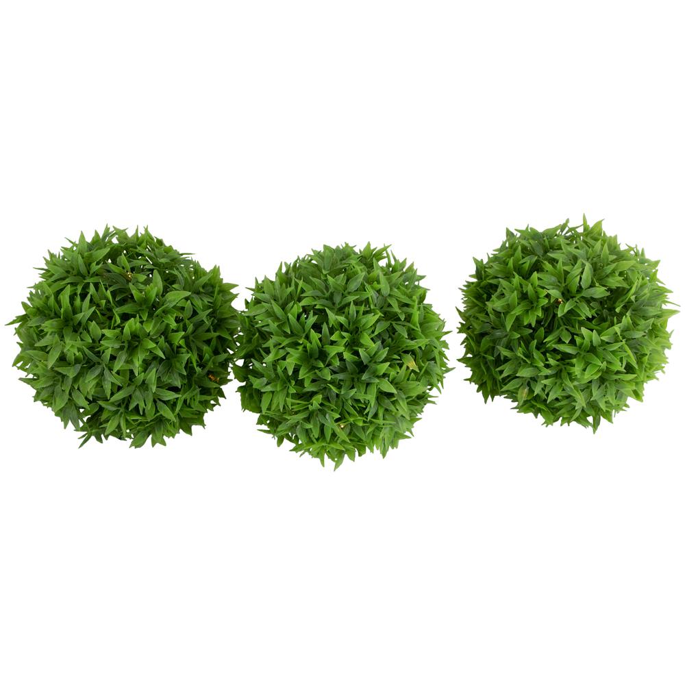 Set of 3 Solar Lighted Artificial Eugenia Topiary Balls  Warm White Lights. Picture 1