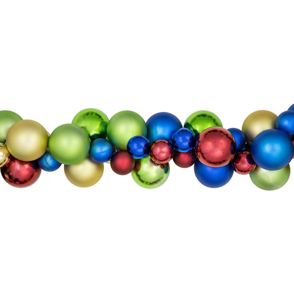 6' Multi-Color 2-Finish Shatterproof Ball Christmas Garland. Picture 4