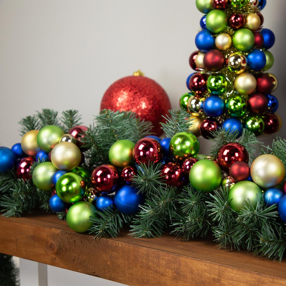 6' Multi-Color 2-Finish Shatterproof Ball Christmas Garland. Picture 3