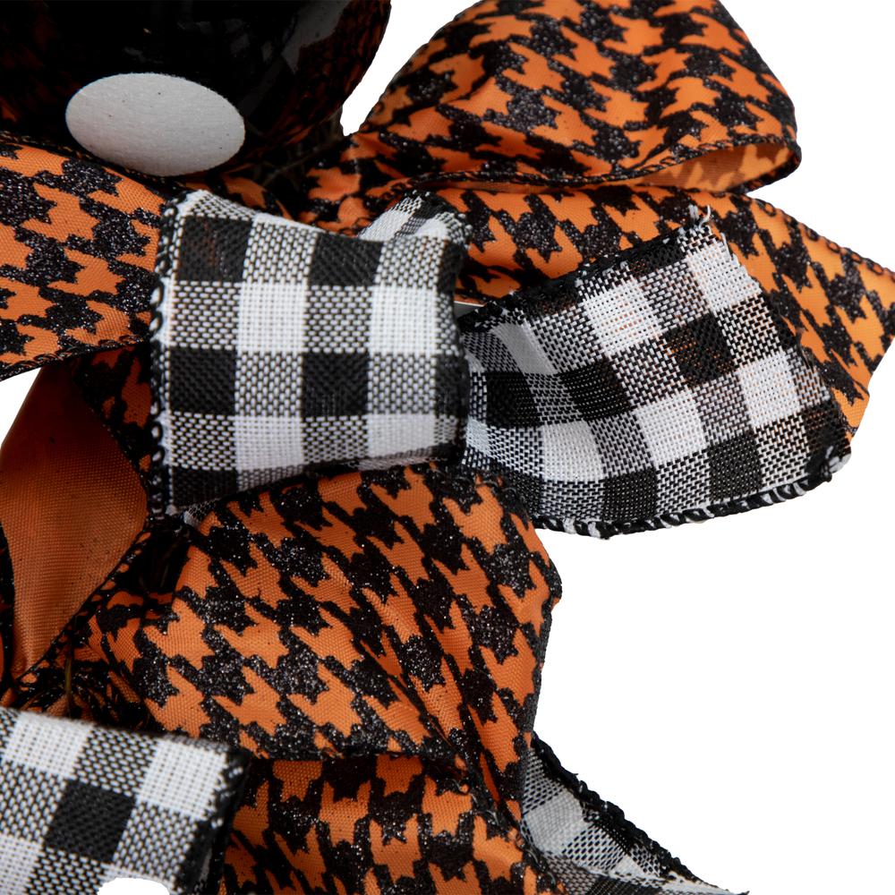 Orange and Black Witch with Bows Halloween Wreath  24-Inch  Unlit. Picture 3