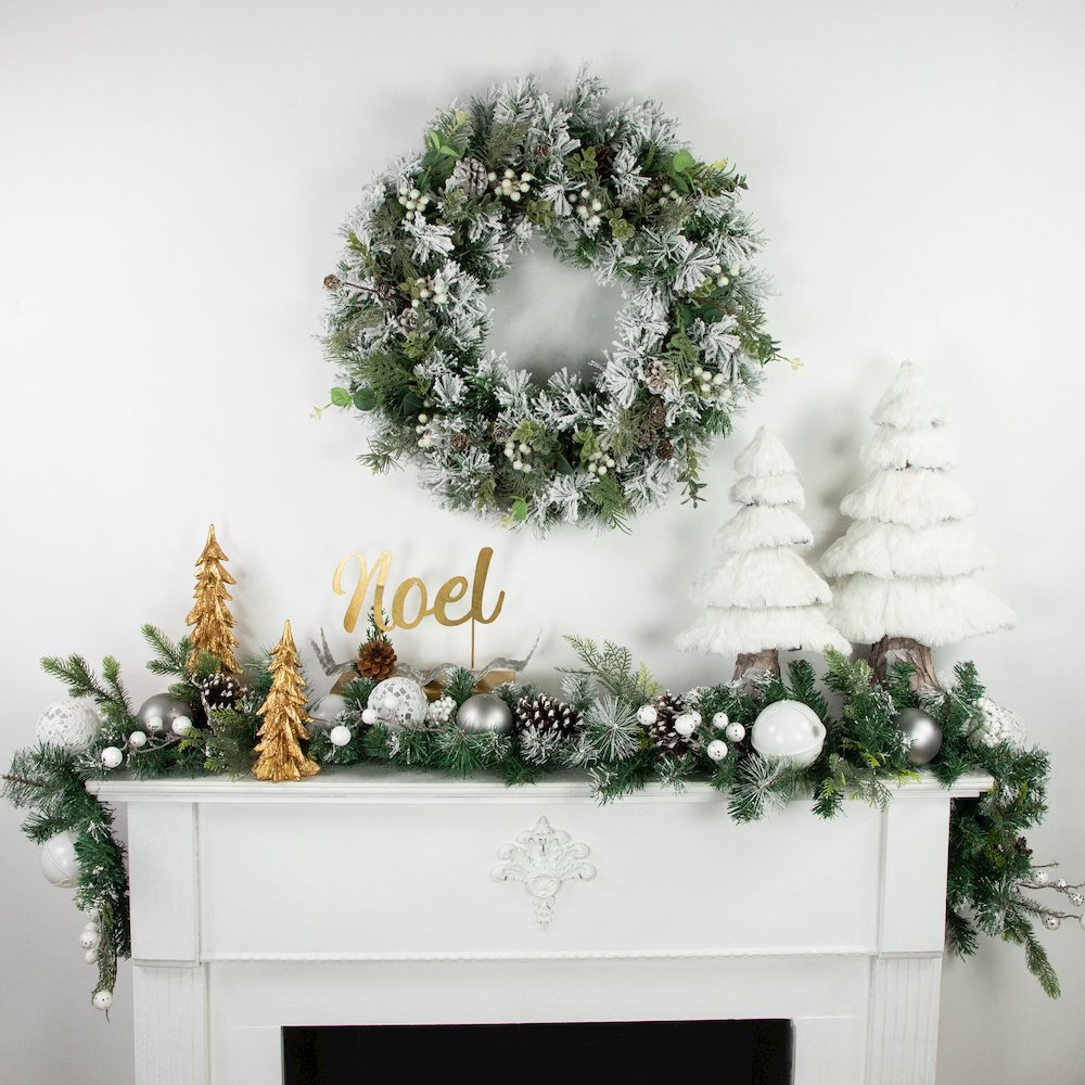 11" Pine and Pine Cone "NOEL" Tabletop Christmas Decor. Picture 3