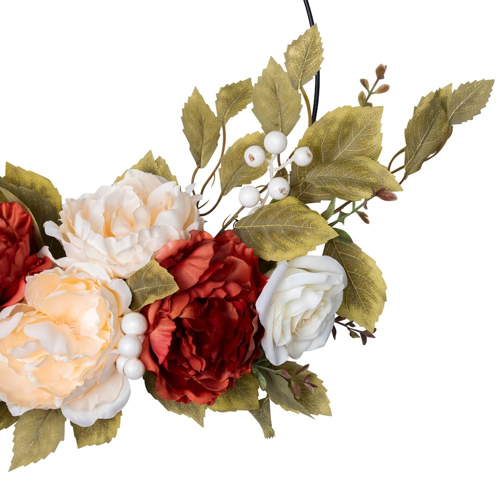 Autumn Harvest Artificial Floral Half Wreath with Fall Foliage  21-Inch. Picture 5