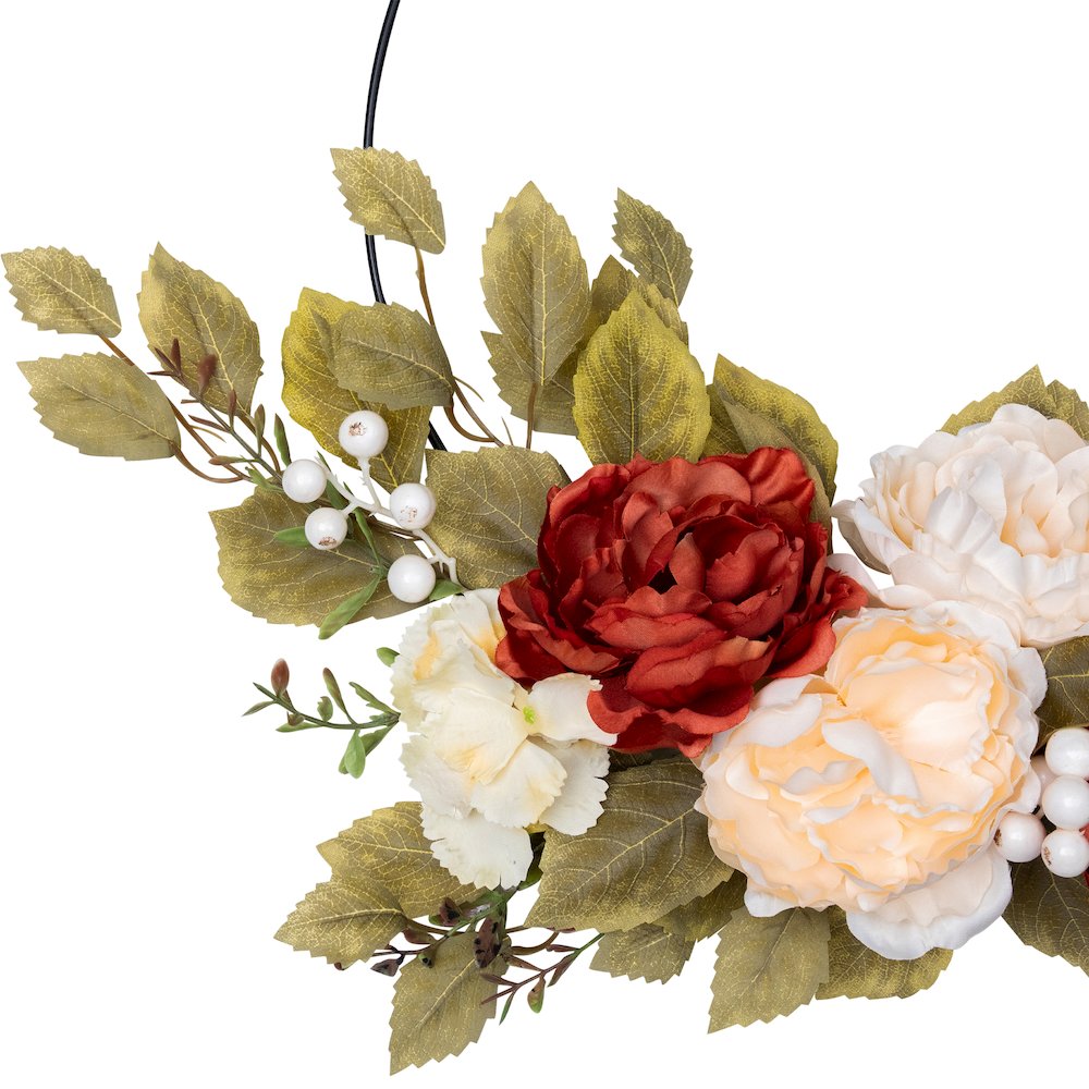 Autumn Harvest Artificial Floral Half Wreath with Fall Foliage  21-Inch. Picture 6